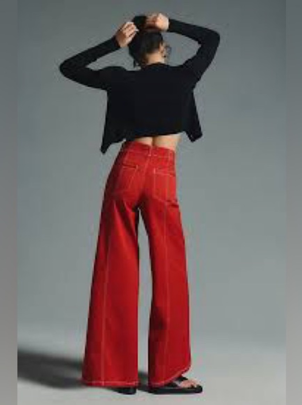 Maeve Anthropologie Jeans Wide Leg High-Rise Red Sz 29 - Picture 3 of 8